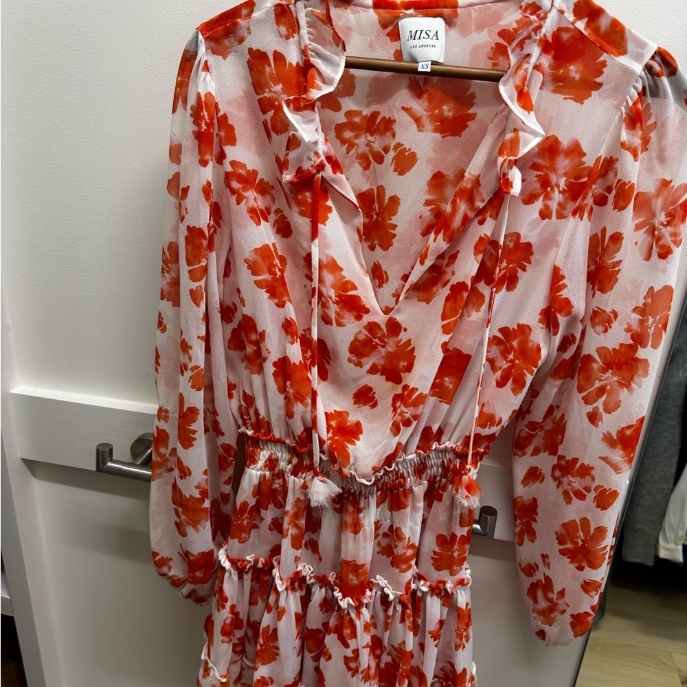 MISA Floral Dress with Ruffle Details
